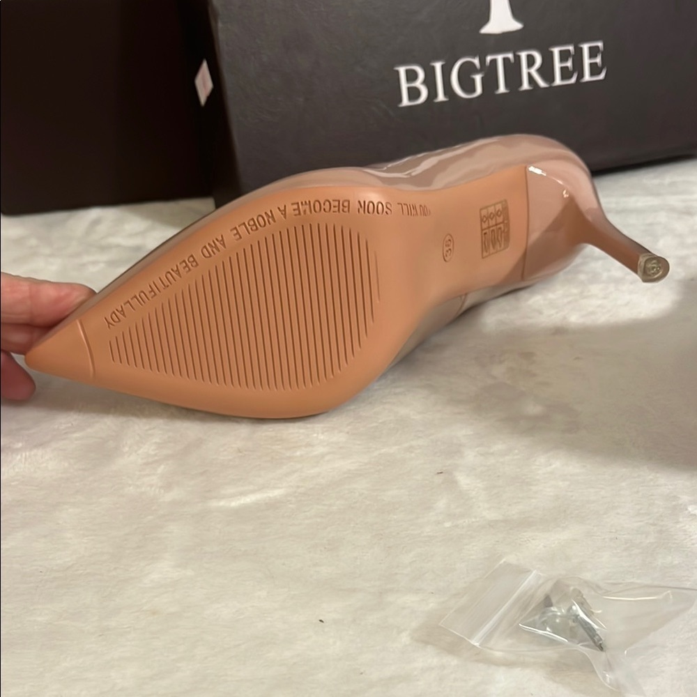 NWOT Blush Stiletto Heels with Glossy Finish and Pointed Toe - Picture 5 of 8